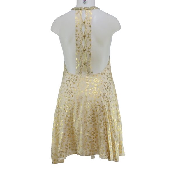KIMCHI BLUE Women's Gold Star Halter Mini Rayon Dress Size M - Picture 3 of 10
